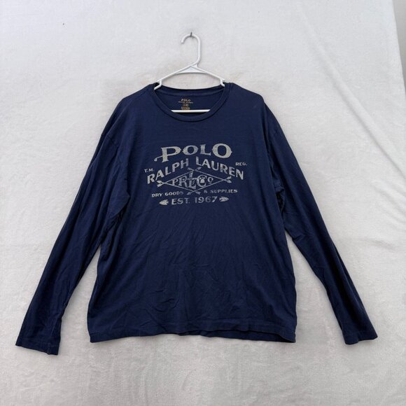 Polo Ralph Lauren T Shirt Mens L Blue Logo Spell Out Graphic Summer Casual - Picture 1 of 8
